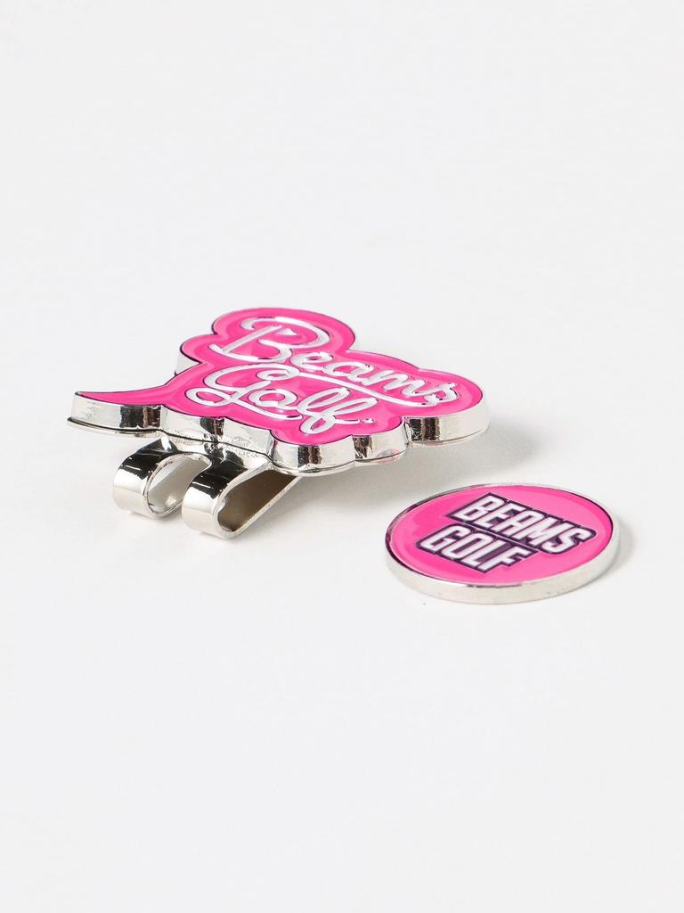 Футболка с коротким рукавом Beams Golf с клип-маркером Розовая 81040071833 Мужская Надпись, -