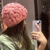 Creative Brain Pullover Cap Playful Funny Brain Beanie Windproof Knitted Brain Hat Cycling