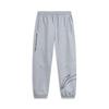 Li Ning Sports Lifestyle Series Letter Logo Printed Cuffed Fleece Tёплые свободные трикотажные спортивные штаны для мужчин Цветочно-серый Акула-серый AKLTD71-4