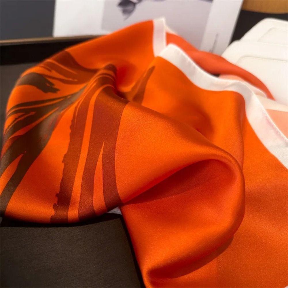 Polyester Lily Scarves Wrap Square Neckerchief Fashion Silk Hair Bands Female Accessories