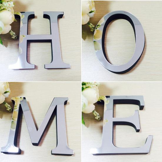 Popular Wedding English Love Letters Home Decor 3D Mirror Wall Stickers Alphabet