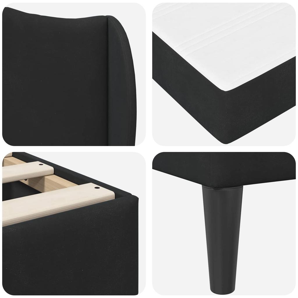 Bed Frame with Headboard Black 180 x 200 cm Velvet