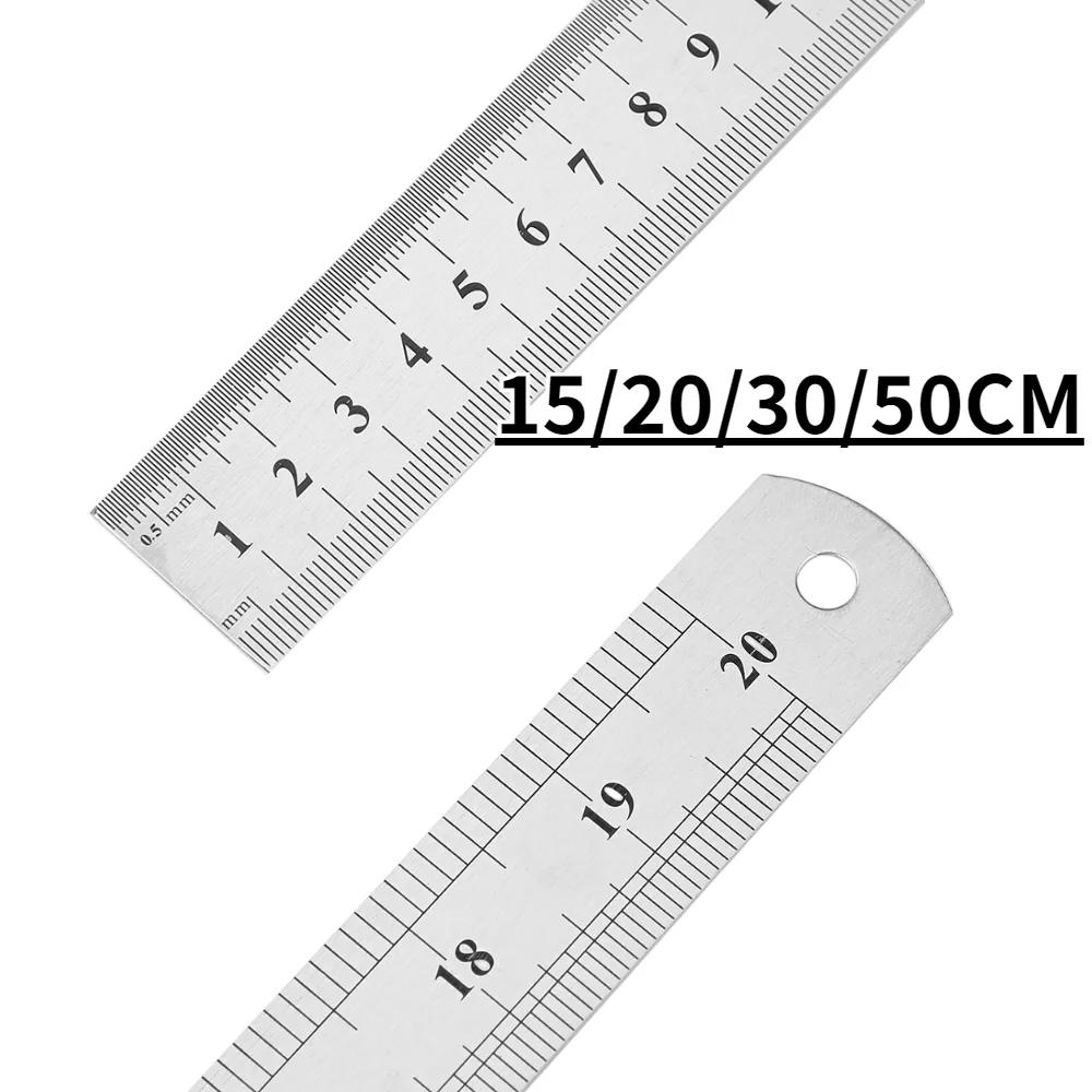 Double Sided Metal Scale Stainless Steel Straight Ruler Measuring Tool Stationery Drafting Accessory School Office Supplies