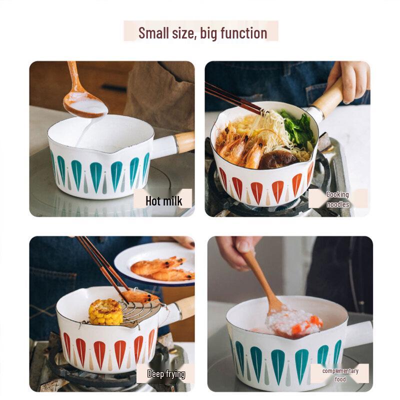 Эмалированная молочная кастрюля в японском стиле Shuke с ручкой