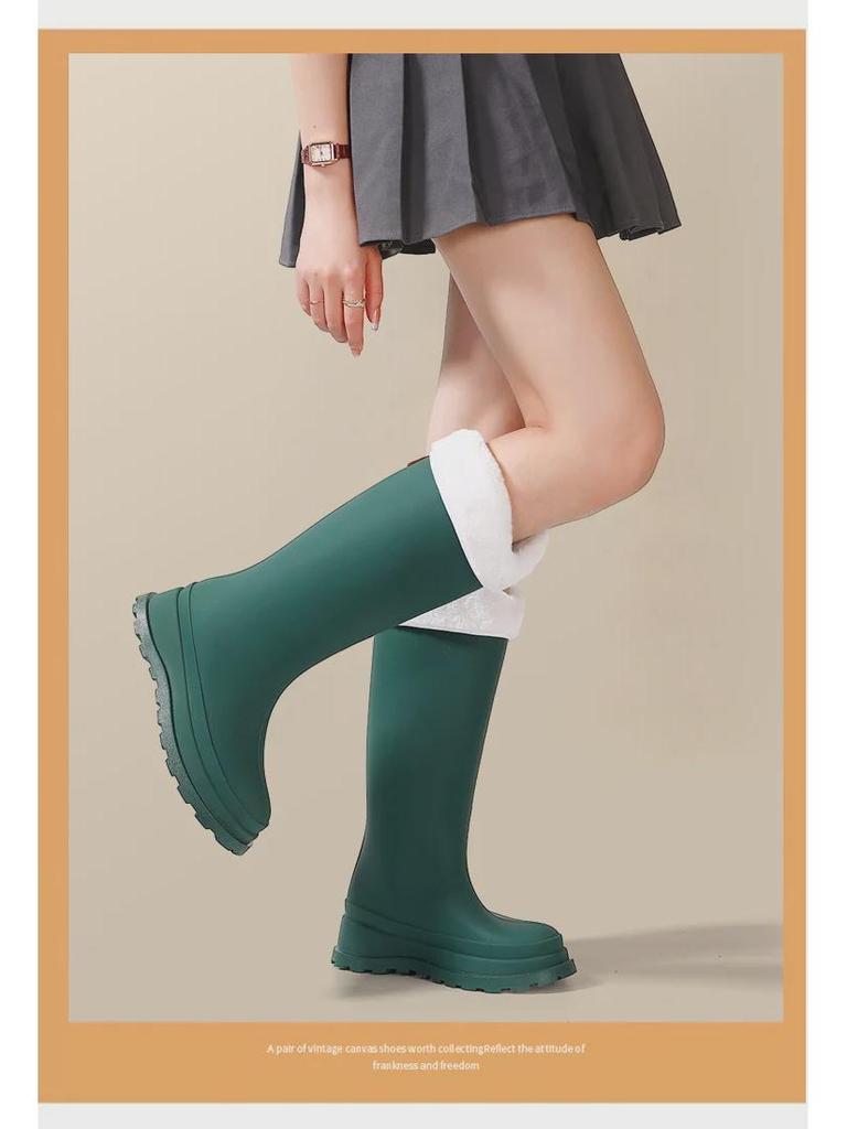 Женские водонепроницаемые высокие резиновые сапоги в японском стиле 2025 года: Модный, нескользящий, готовый к использованию на открытом воздухе, с плоским дном