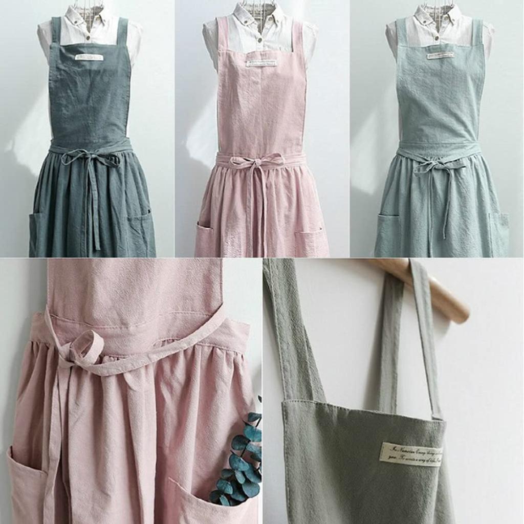 Классический фартук из хлопка и льна, водонепроницаемый, для садоводства, флористики, выпечки, кофейни, керамики, ручная работа, ресторана, кухни, повара, фартуки