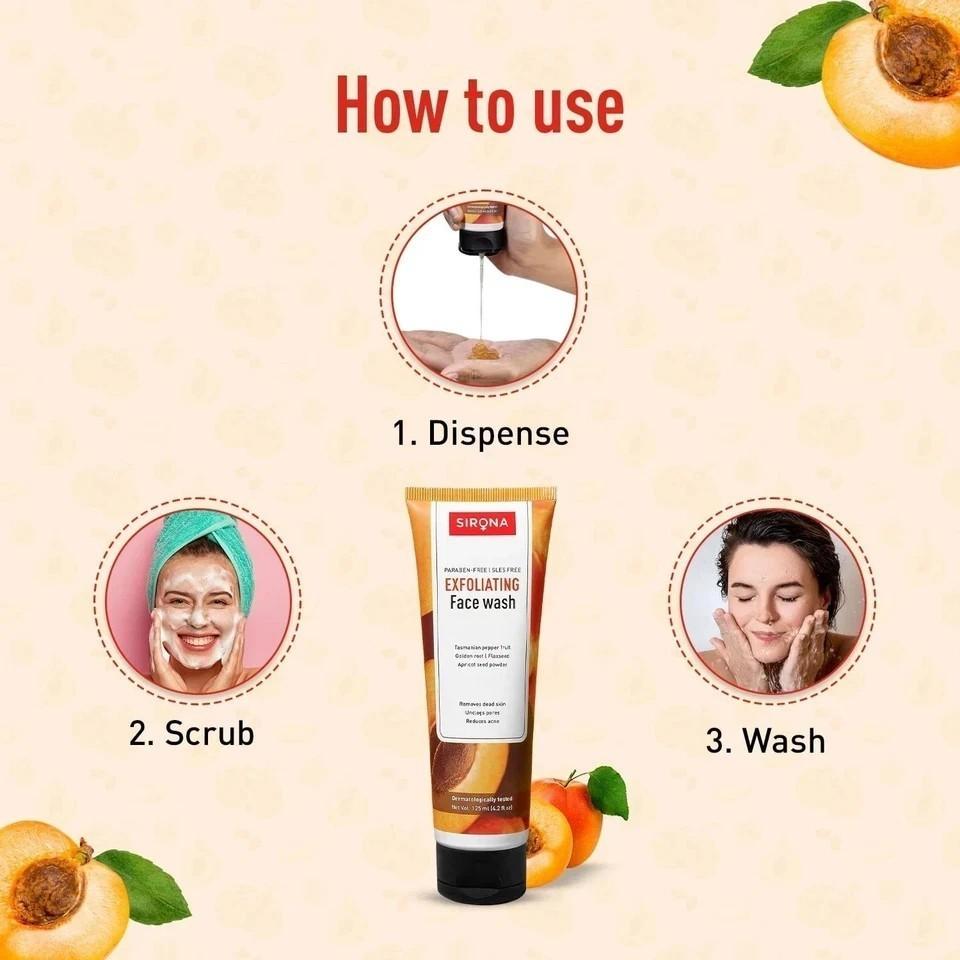 Sirona Natural Exfoliating Face Wash for Men & Women - 125 ml