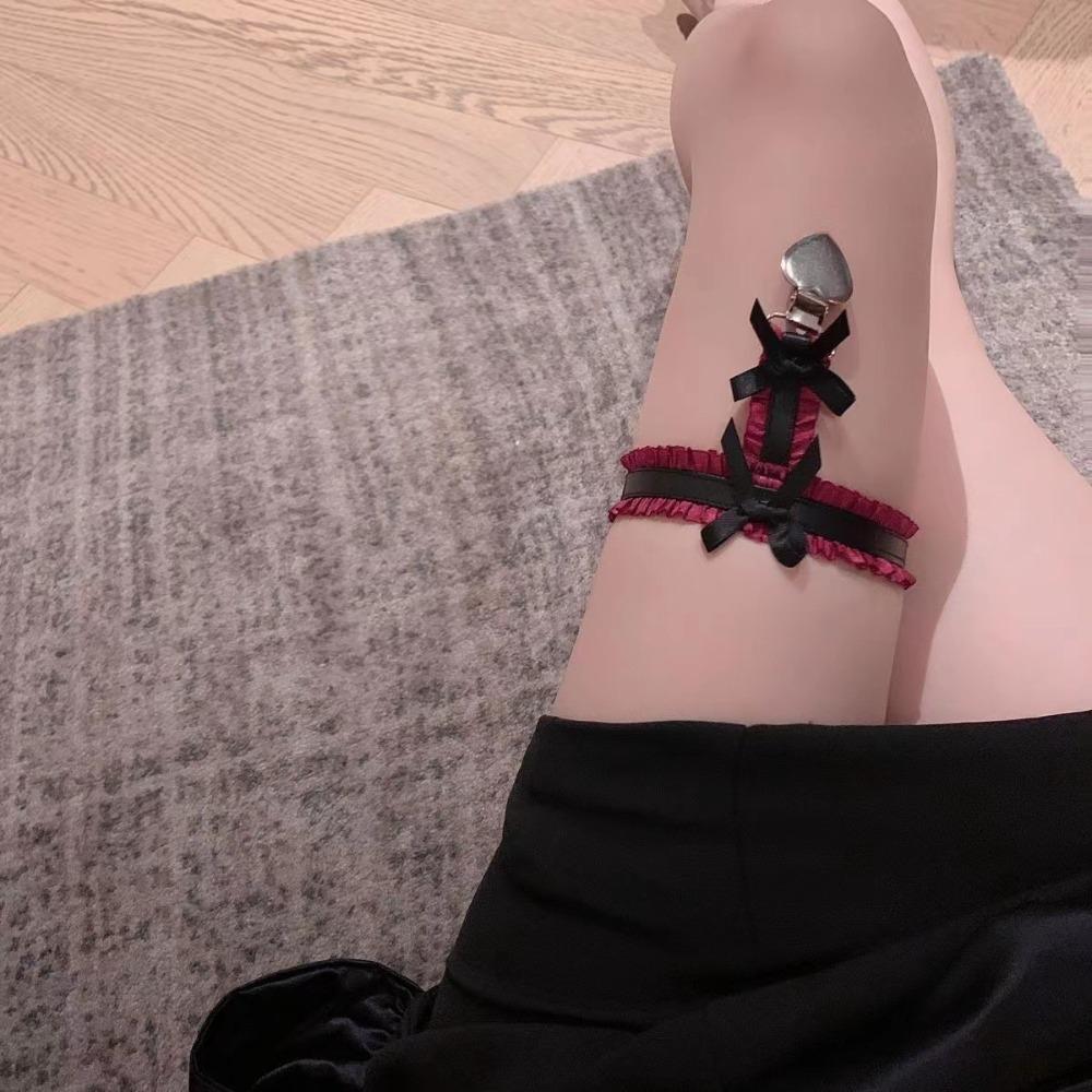 Цинковый Сплав Lolita Кольца на Ноги Эластичная Лента Кружево Эластичная Цепочка на Бедро Модные Петли на Ноги с Бантом Лето