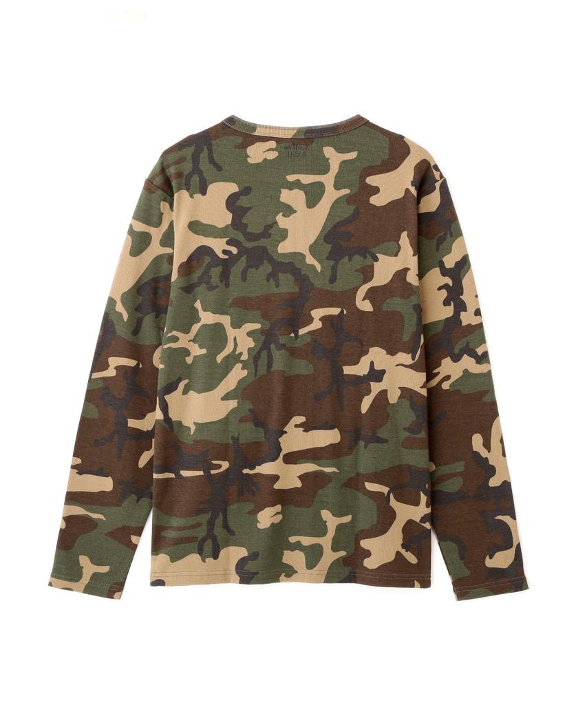 AVIREX DAILY RIB LONG SLEEVE NECK T-SHIRT(WEB Exclusive) CAMOUFLAGE men's XL olive camouflage 783-5930020