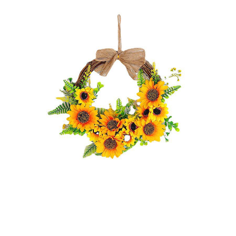 Bee Festival Sunflower Door Wreath - Semicircle Ornament Pendant