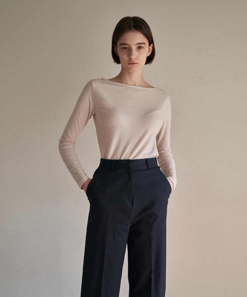 ADAUL Daily Boat Neck Tee - Beige