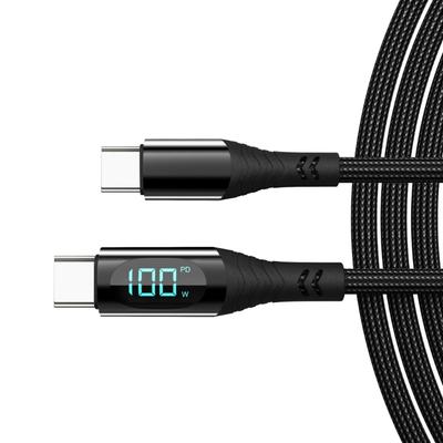 Мощный кабель USB C - USB C 100 Вт для быстрой зарядки с цифровым индикатором, линия передачи данных для быстрой зарядки