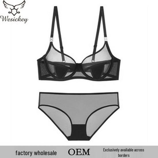 Комплект прозрачного кружевного бюстгальтера во французском стиле: Минимизирует внешний вид большой груди, Предотвращает обвисание, Сексуальное нижнее белье для женщин