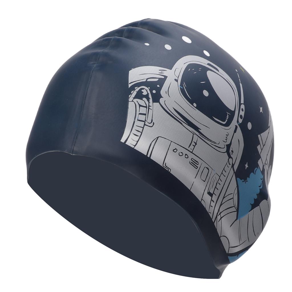 Шапочка для плавания Силиконовая Водонепроницаемая Повязка на голову с защитой ушей для взрослых с длинными волосами Водные виды спорта Печать Космонавт
