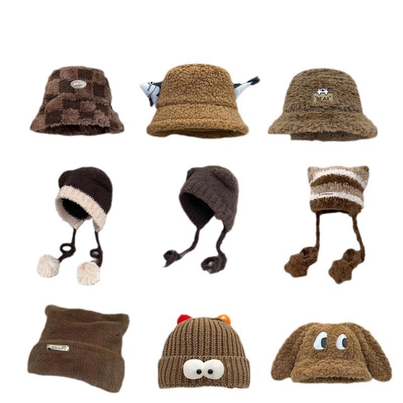 Maillard Hat Women's Fisherman Knitted Versatile Stacking Cold Warm Cute Plush