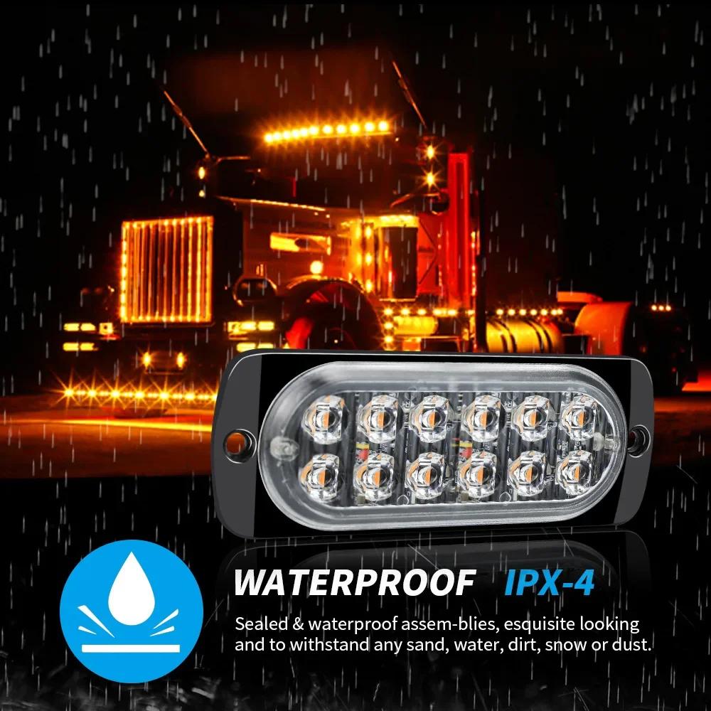 12 светодиодных стробоскопических сигнальных ламп, дешевая решетка стробоскопа, мигающая световая панель для грузовиков и автомобилей, янтарный светофор 12 В 24 В, автомобильный свет