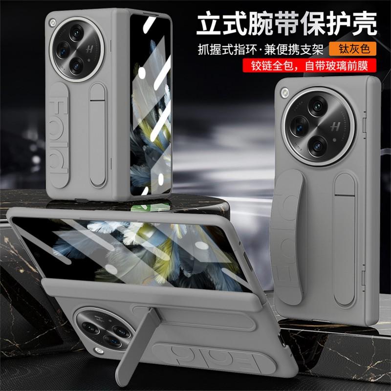 Slim Full-Body Protective Case With Wrist Strap Kickstand OPPO Find N3 N2 Foldable Phone PC Hard Shell Anti-Drop Shockproof