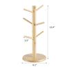 Mug Holder Tree: 6 Hooks Natural Wood Coffee Mug Stand - Organize Mugs Display for Home Kitchen Coffee Bar