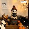 Cute Ghost Figurine Halloween Reading Figurine, Wooden Desktop Ornaments, Vintage Fall Fireplace Decorations Statue with Stand for Home Tabletop Shelf