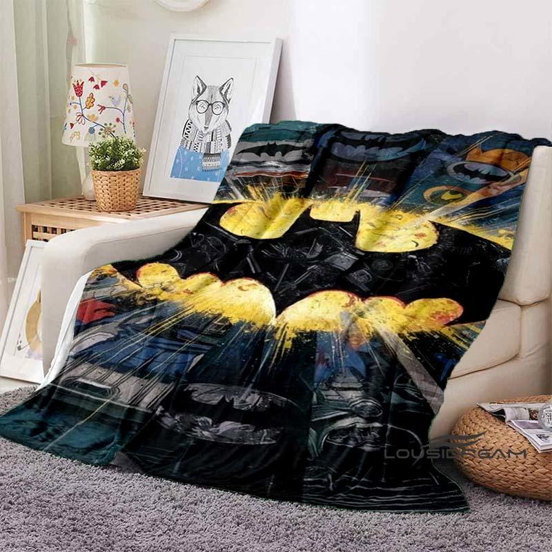 Batman Logo 3D-Printed Cartoon Flannel Blanket—Warm, Cozy, and Soft; Ideal for Casual Naps and Holiday Gifting.