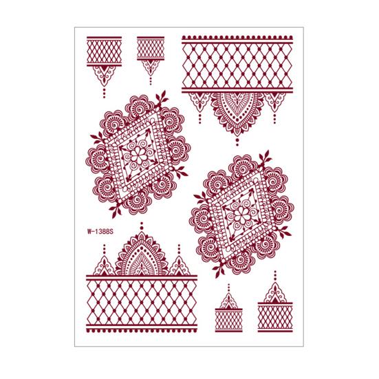 Red Henna Tattoo Kit, Waterproof Henna Tattoos Stickers, Temporary Tattoo Stickers for Women Wedding Party Festival Decorations
