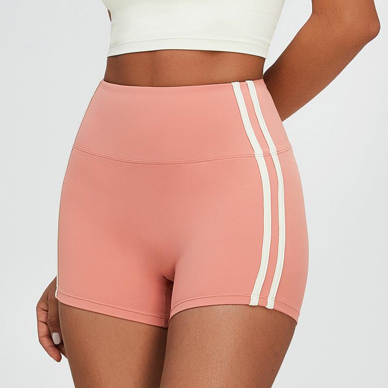 Европейские и американские шорты для йоги с высокой талией для упражнений, поднимающие бедра, дышащие, быстросохнущие шорты контрастного цвета для бега и фитнеса.