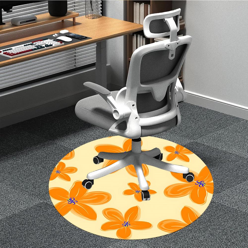 1PC Orange Blossom Design Chair Carpet for Office, Indoor Non-Slip Washable Carpet, Soft Comfortable Mat For Office Room yy250930317