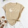 Summer Women's Fashionable Dandelion Printed Short Sleeved Casual Loose Cotton Round Neck Top