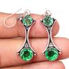 Emerald Quartz Gemstone Handmade Silver Jewelry Earrings 1.5''
