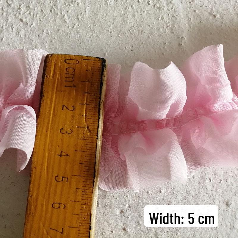 Двухслойная шифоновая юбка ручной работы в складку с кружевной отделкой и 3D-лентой из органзы