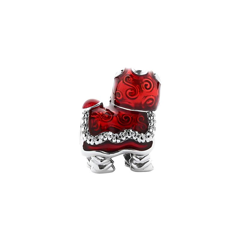 Pandora Oriental lion dance charm red pendant for women 792043CZ