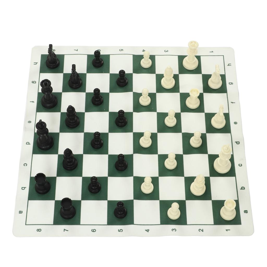 Chess Set with PP Chess Pieces Imitation Leather PU Chess Board Binding Velvet Bag Travel Chess Board Game Sets for Kids