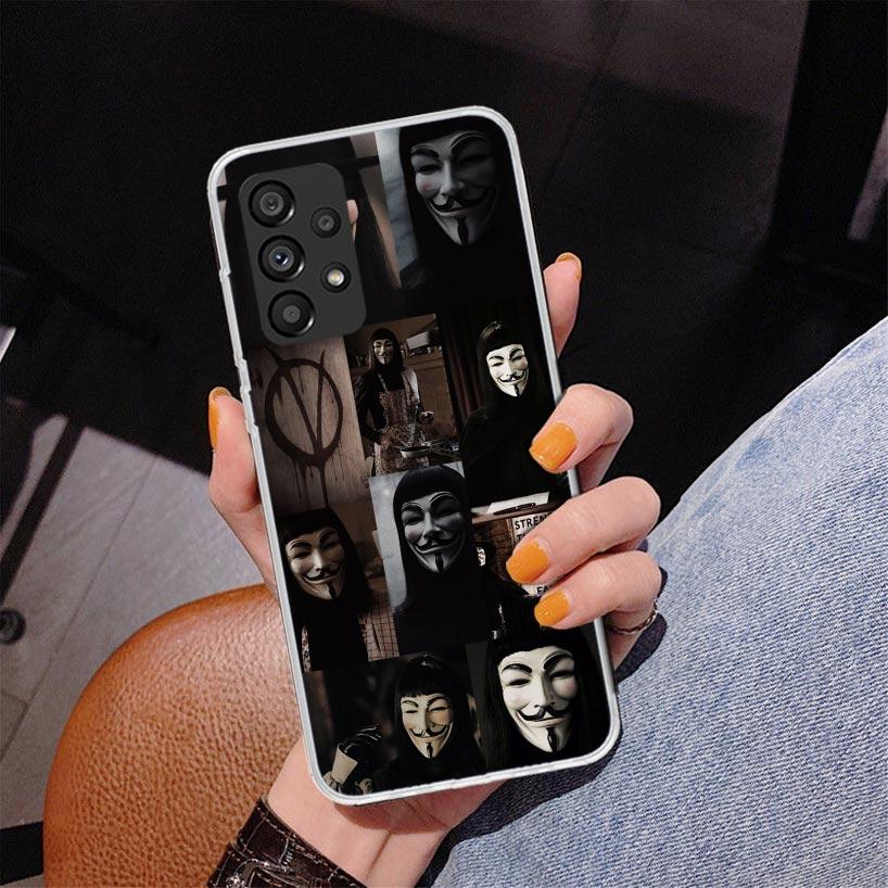 Anonymous V Mask Phone Case For Samsung Galaxy A17 A16 A15 A14 A13 A57 A56 A55 A54 A53 A37 A36 A35 A34 A33 A26 A25 A24 A23 Galax