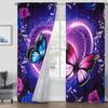 2Pcs Dreamy Butterfly Rose Print Purple Blue Romantic Starry Sky Creative Digital Print Girls Bedroom Living Room Decor Curtains