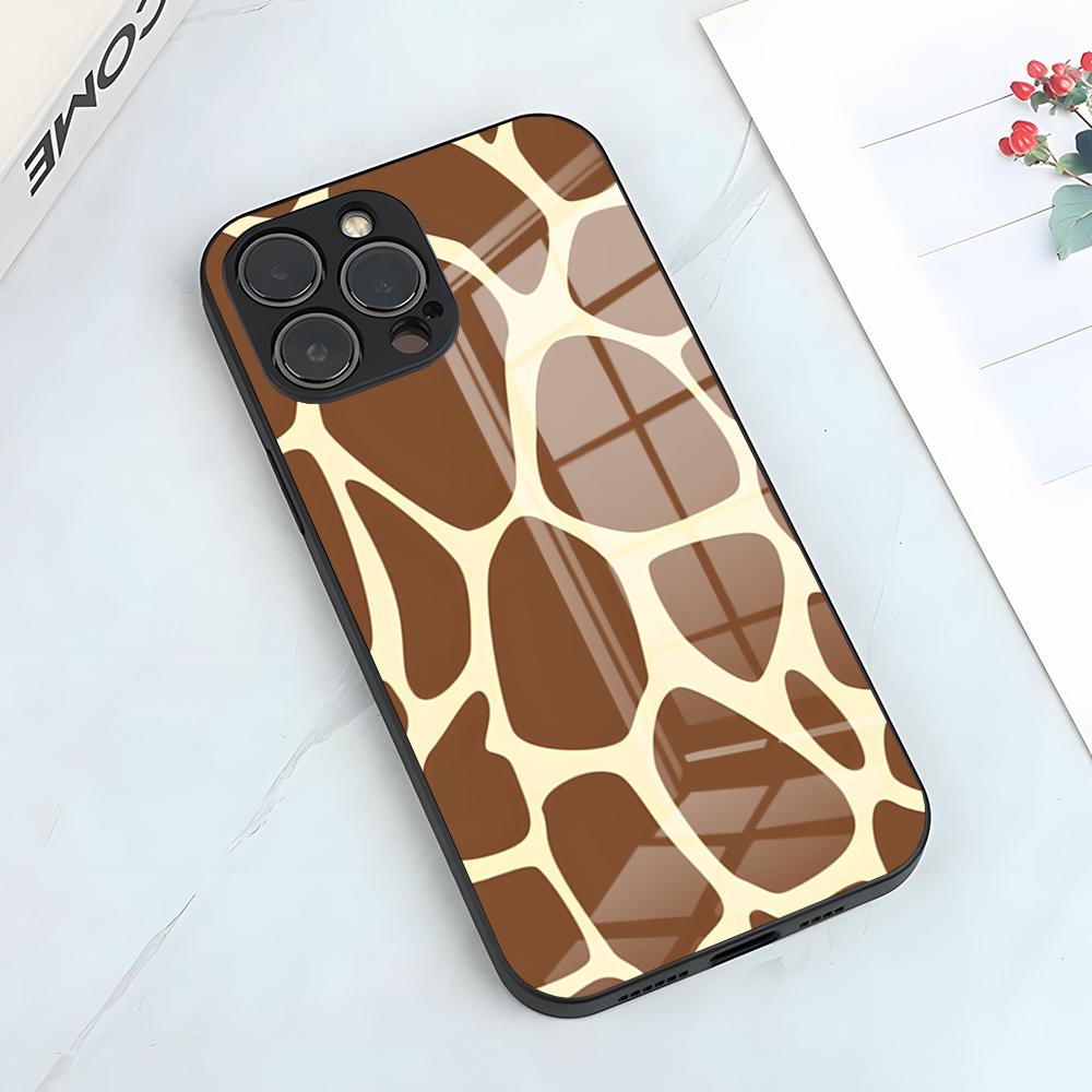 Милый Чехол для Телефона с Жирафом Для IPhone 17 Pro Max 15 Pro 16 14 Plus 12 13 Mini 11 Pro Ударопрочный Стеклянный Чехол