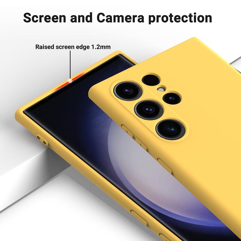 For Samsung Galaxy S24 Ultra Case Soft Premium Liquid Silicone Case with Flocking inside Cover For S24 Plus with Strap