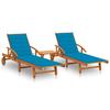 VidaXL Sun Loungers 2 Pcs with Table and Cushions Solid Acacia