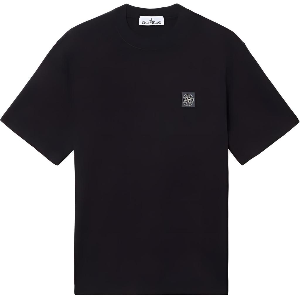STONE ISLAND Logo Patch Slim Fit Short Sleeve T-Shirt Men Tops Black K1S152100034S0115-V0029