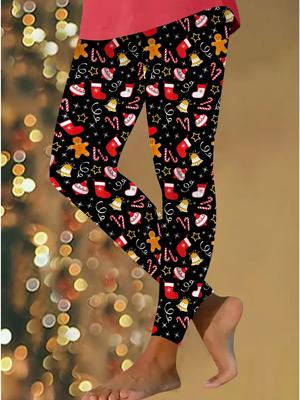 Женские рождественские леггинсы для йоги с эластичными принтами, фитнес, бег, спортзал, активные штаны