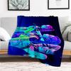 "Neon Cyberpunk Sword Warrior Women's Hoodie"Blanket Lightweight Flannel Throw Blanket for Sofa, Bed, Travel, Camping, Livingroom, Office, C