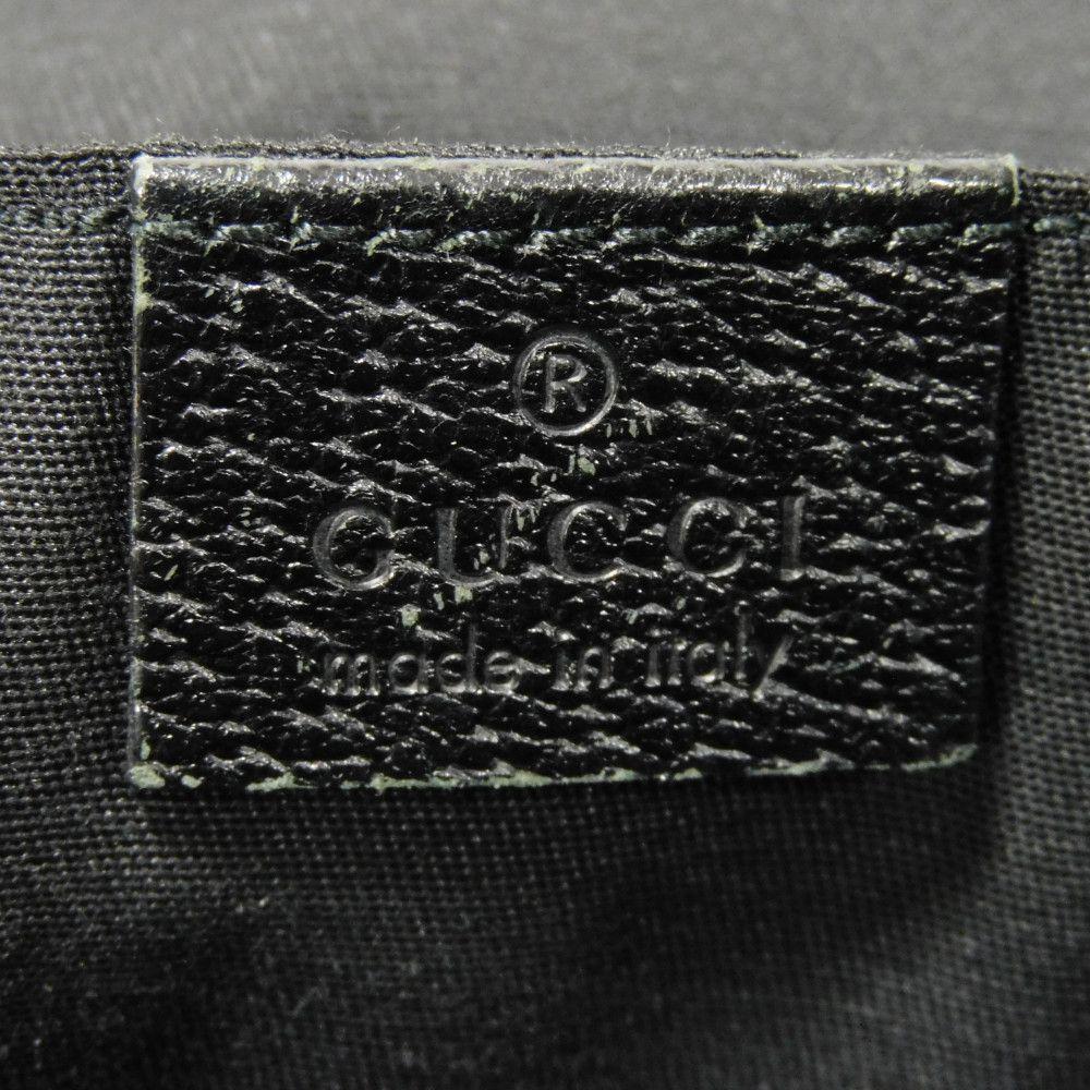 Used 9539 GG Canvas Tote 189669 7924 A4 Cotton Calfskin Web Stripe Green Red Logo Embossed Black Unisex from Japan