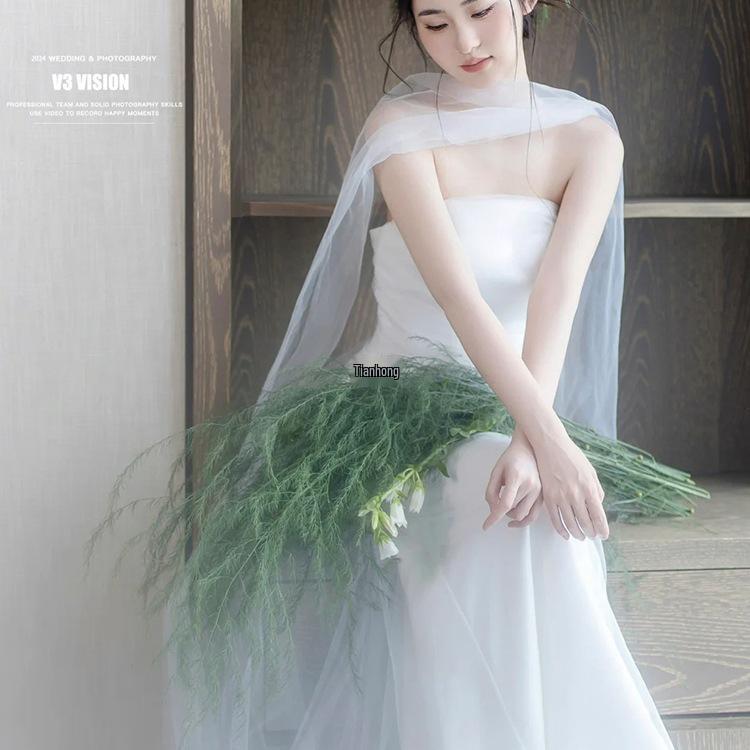 Шелковая свадебная фата и шарф для фотосессии невесты