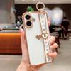 Для iPhone 16 Чехол-браслет с подставкой Love Heart TPU Чехол-держатель для пальца - черный