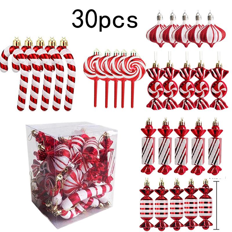 Red Gold Candy Cane Christmas Tree Ornaments