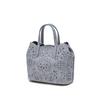 DakS Blue Cowhide Flower Punching Tote Bag S Dcba6e595b2