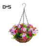Искусственные подвесные цветы в корзине, искусственные цветы для улицы с корзиной, подвесные искусственные ромашки, искусственные растения с цепью для домашнего сада, патио, декор