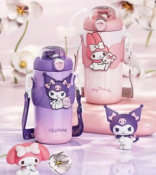 Hangyodon Kuromi Thermos Water 500ml Vacuum 316 Stainless Perfect for and Keeps Drinks Cold and Perfect Gift for Bottle, Insulated, Steel, Commuting,