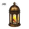 Retro Decorative Lamp Christmas Lantern Night Light, Battery Operated LED Lamp, Flickering Non Heating Bedside Flame Flameless Hanging for Home