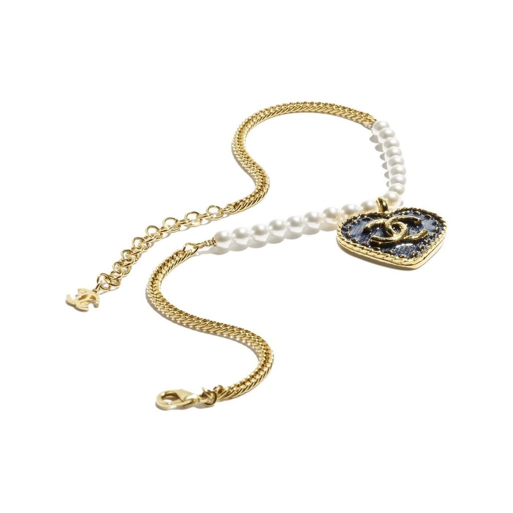 Chanel Логотип Металл Имитация жемчуга Ожерелье Женское Золотой ABC710-B15374-NU455