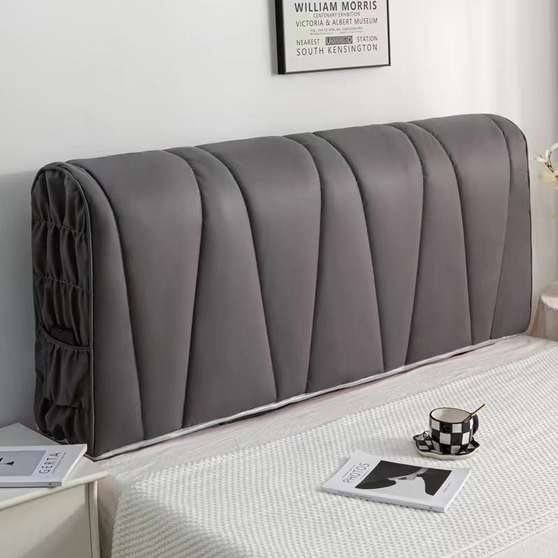 Luxury All-inclusive Thicken Quilted Headboard Cover Technology Cloth Bed Head Cover Solid Color Dust Protector Cover Easily Clean Headboard Cover